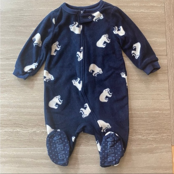 NEW Leveret Navy Polar Bear Footed Onesie - Picture 1 of 4